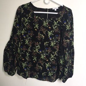 Stella & Dot Maette Black Floral Lulu Blouse